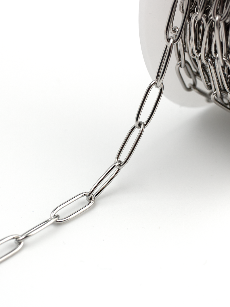 1m x Stainless Steel Paperclip Chain, 12x4mm