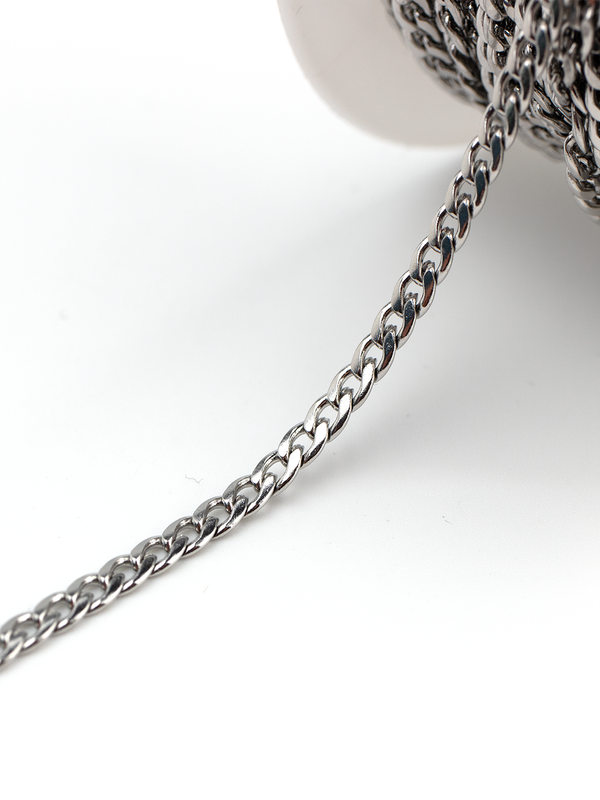 1m x Stainless Steel Curb Chain, 3mm (CH2)