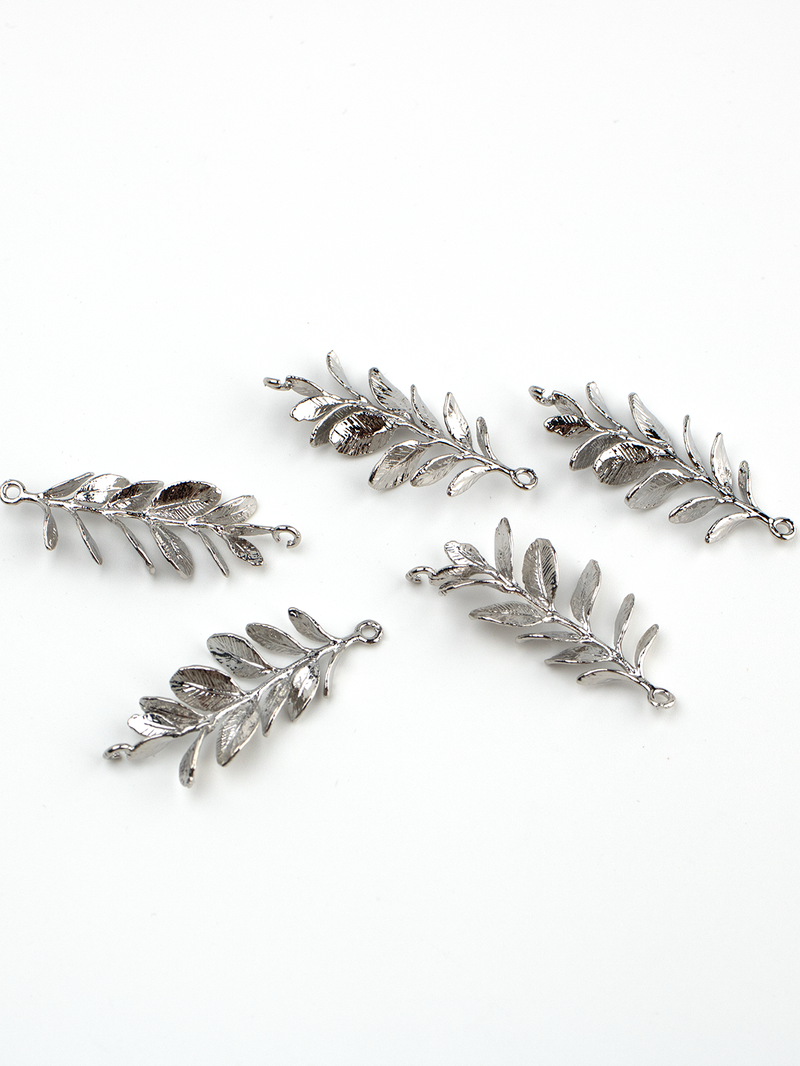 1 x Platinum Plated Silver Leaf Branch Connector 42x16mm (3713)