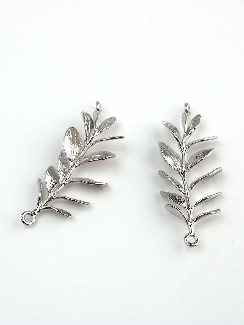 1 x Platinum Plated Silver Leaf Branch Connector 42x16mm (3713)