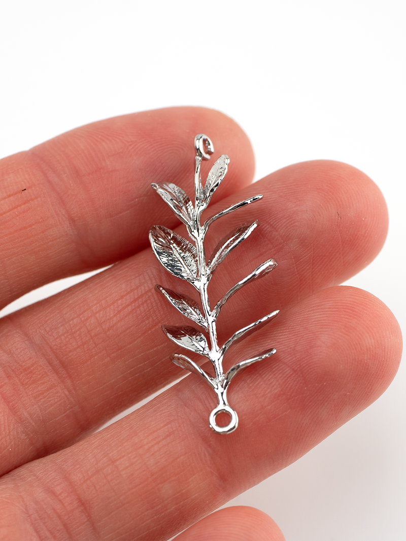 1 x Platinum Plated Silver Leaf Branch Connector 42x16mm (3713)