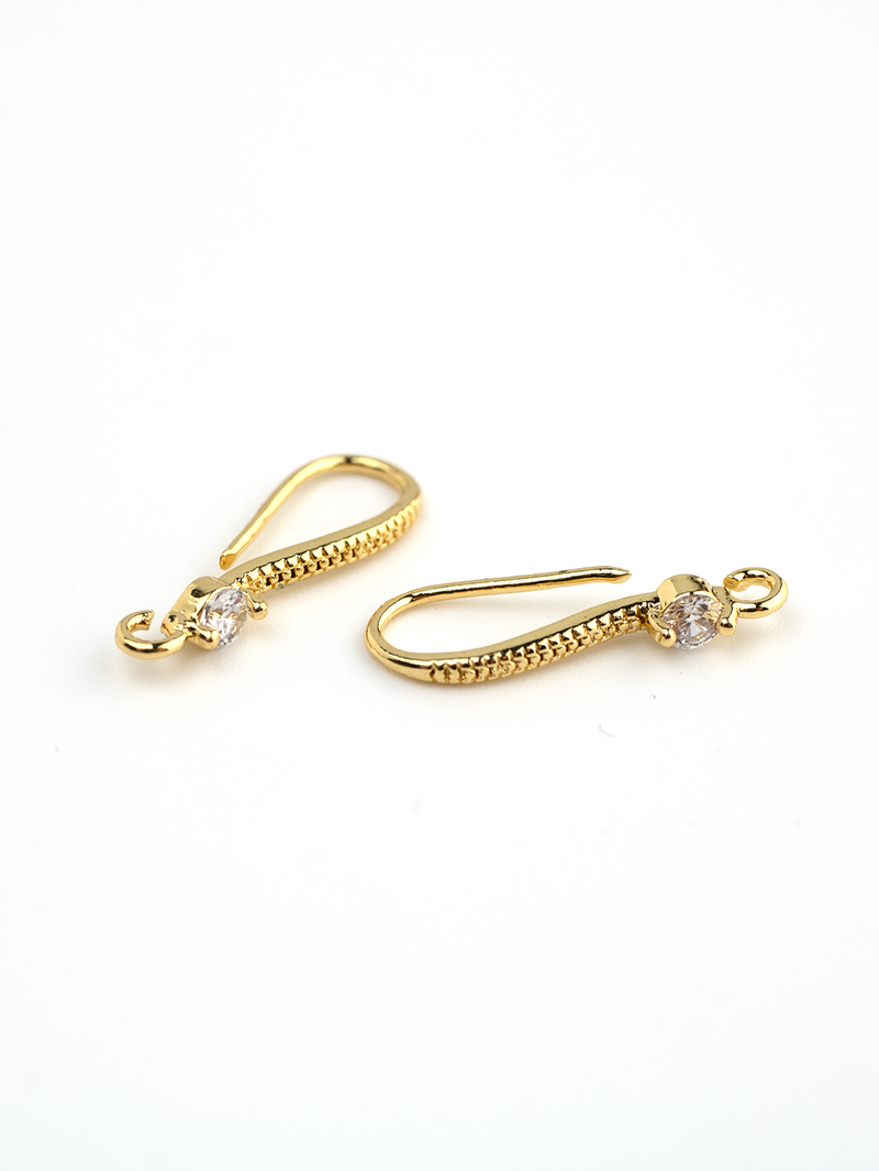 18K Gold Micro Pave Cubic Zirconia Earring Hooks (4058)