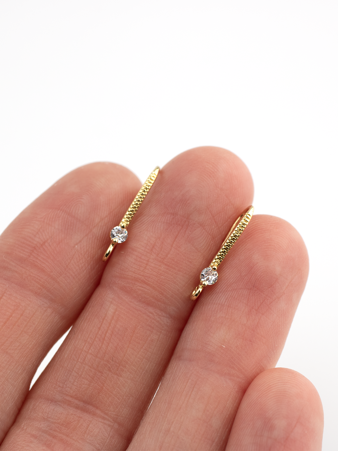 18K Gold Micro Pave Cubic Zirconia Earring Hooks (4058)