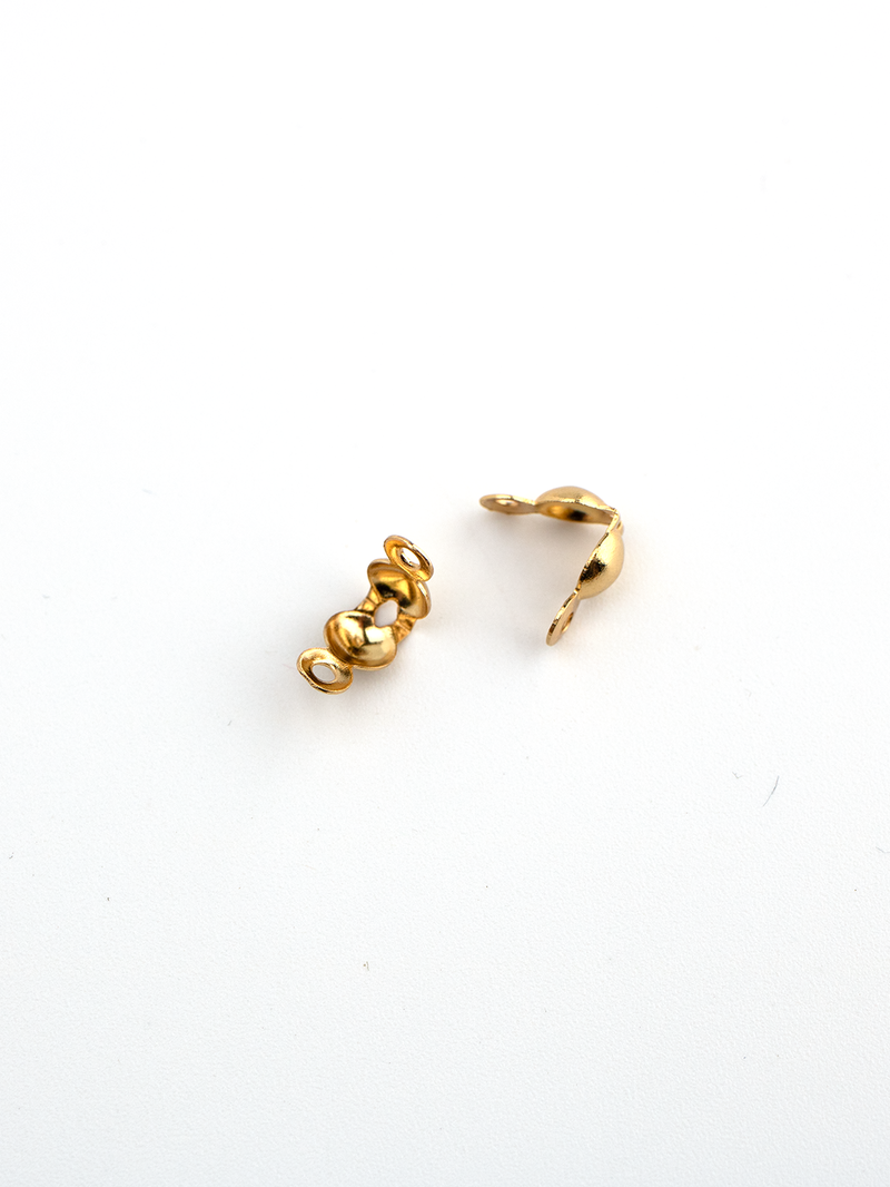 50 x 18K Gold Plated Steel Calotte Ends, 7x4mm (4057)