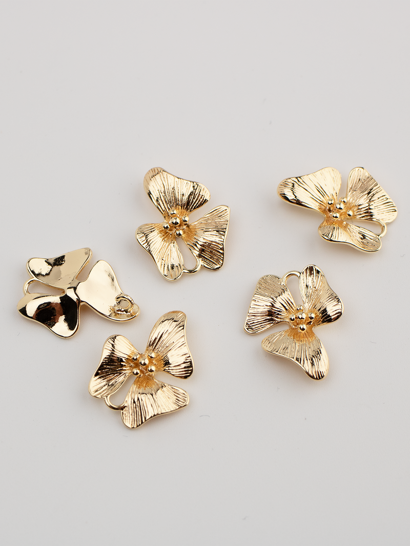 2 x 18K Gold Plated Orchid Connectors Gold Flower Earring Connectors Flower Earring Links Brass Orchid Links (4055)