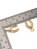 1 x 18K Gold Plated Micro Pave Cubic Zirconia Horse Shoe Charms, 15x11mm (4054)