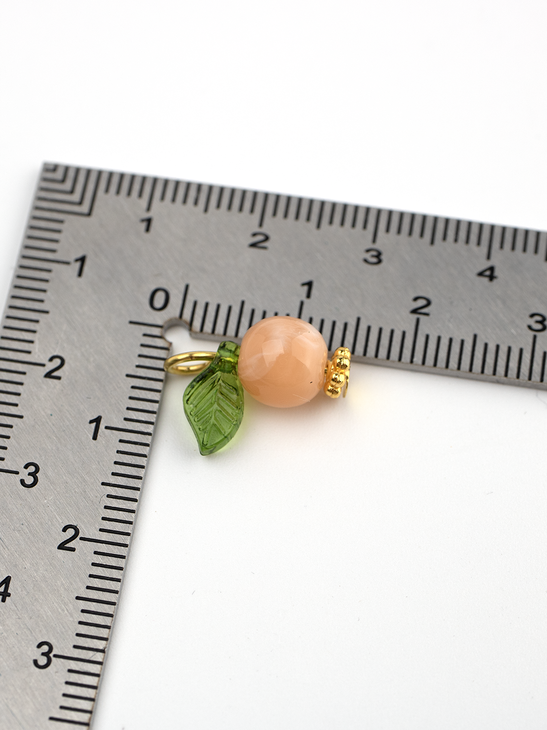 10 x Handmade Peach Charms with Gold Loops, 15x12mm (0043)