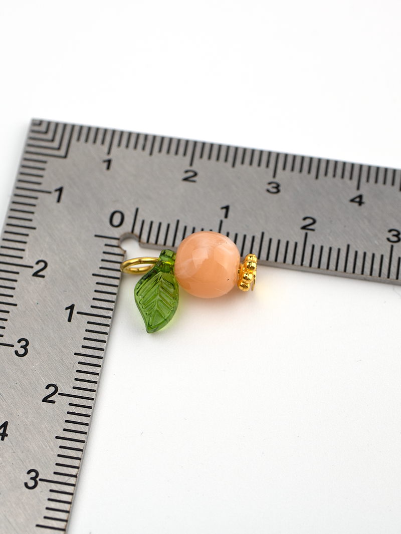 10 x Handmade Peach Charms with Gold Loops, 15x12mm (0043)