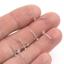 10 pairs x 925 Sterling Silver Plated Stainless Steel Flat Pad Earring Posts, 12x4mm