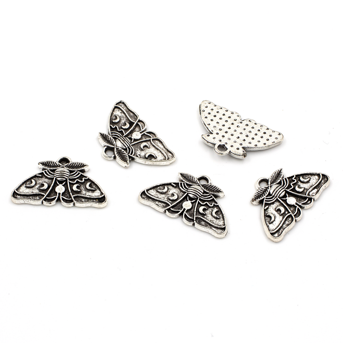 10 x Antique Silver Moth Charms, 12.5x20mm