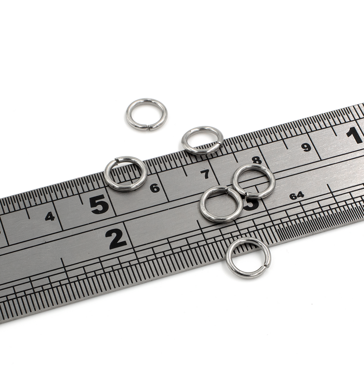 100 x Saw Cut Stainless Steel Round Jump Rings, 8x1.2mm