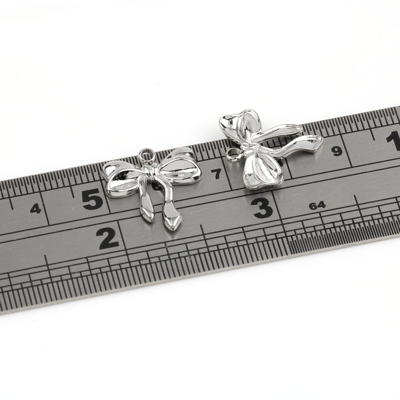 2 x Stainless Steel Bowknot Charms, 17x16mm