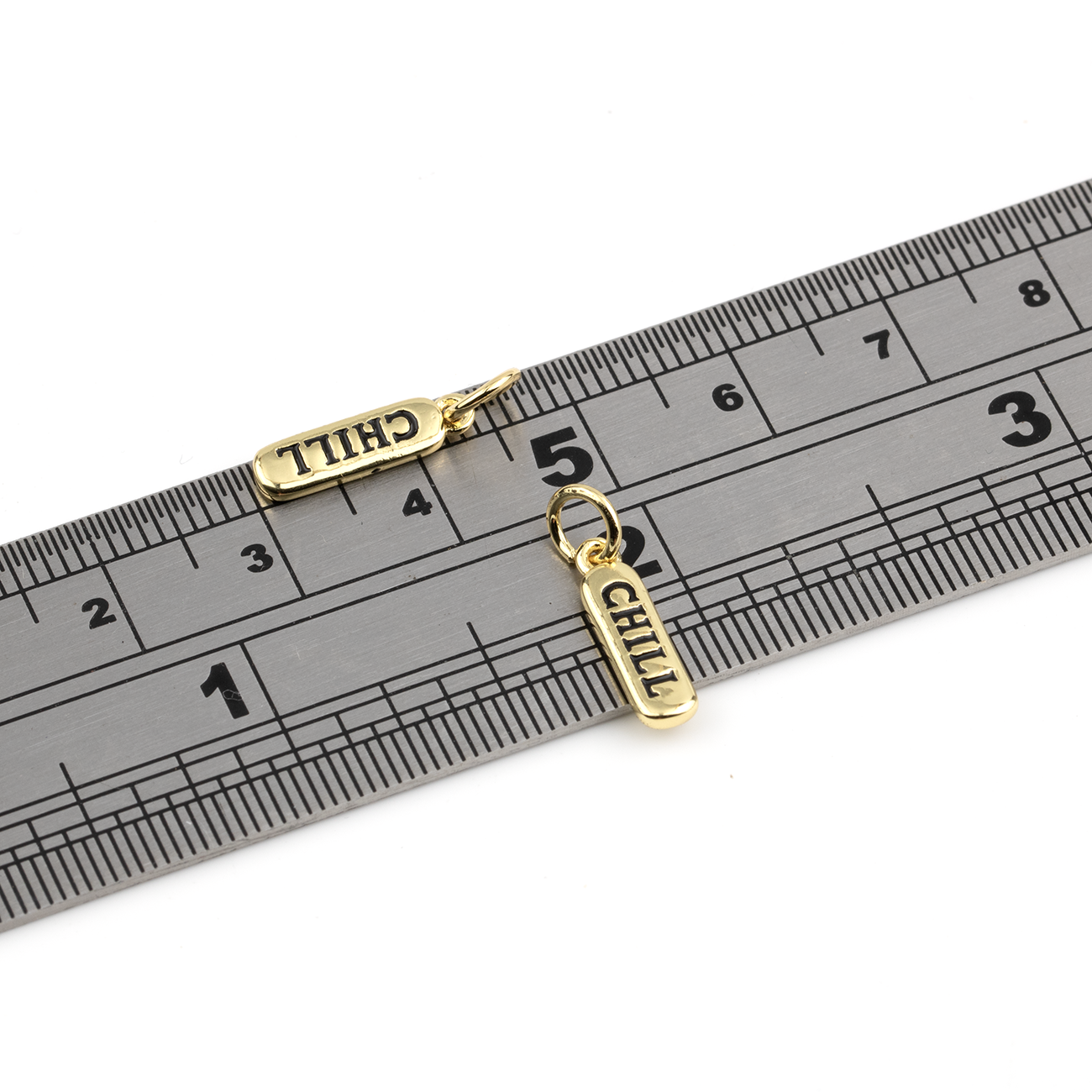 2 x 18K Gold Plated Brass Chill Pill Charms, 14x4mm