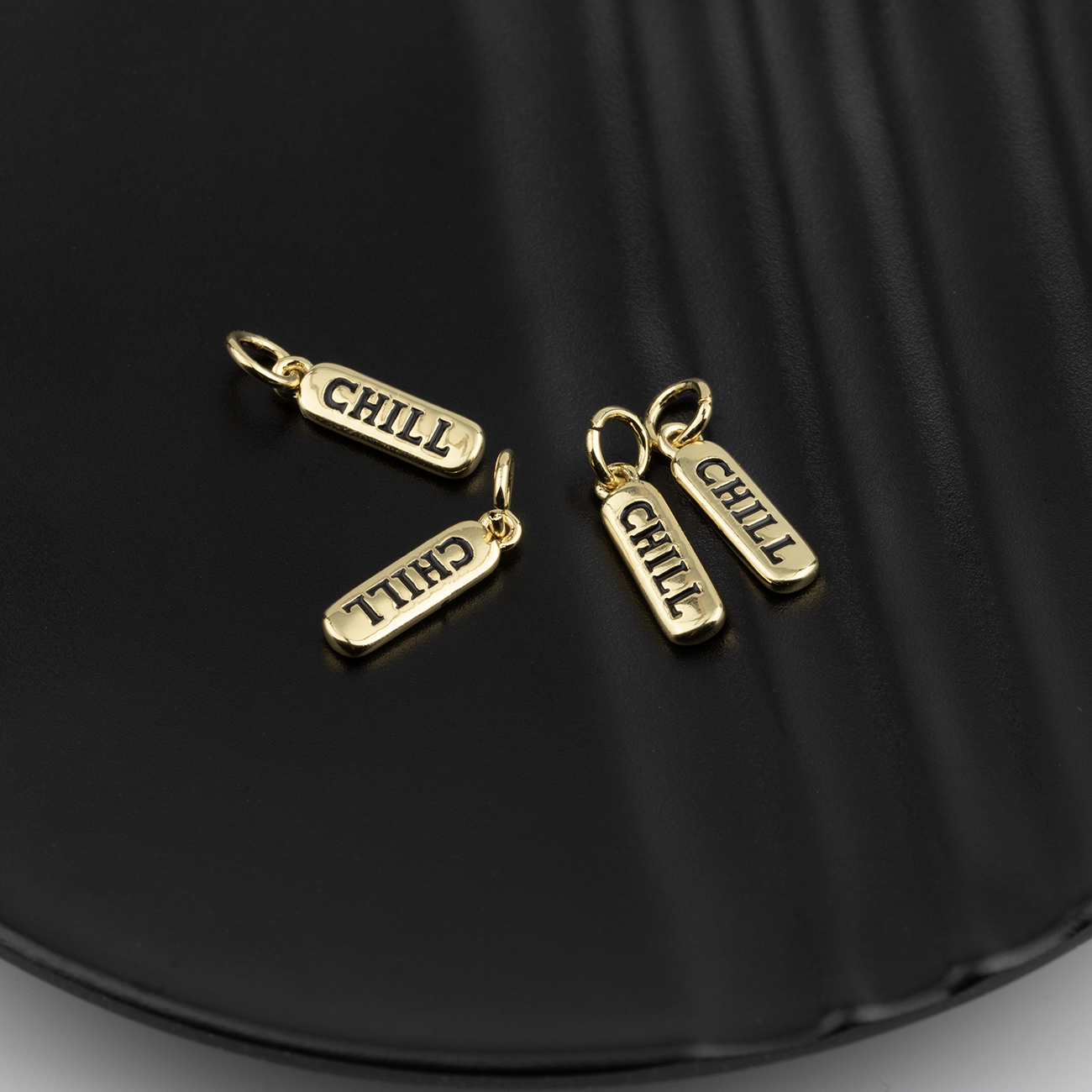 2 x 18K Gold Plated Brass Chill Pill Charms, 14x4mm