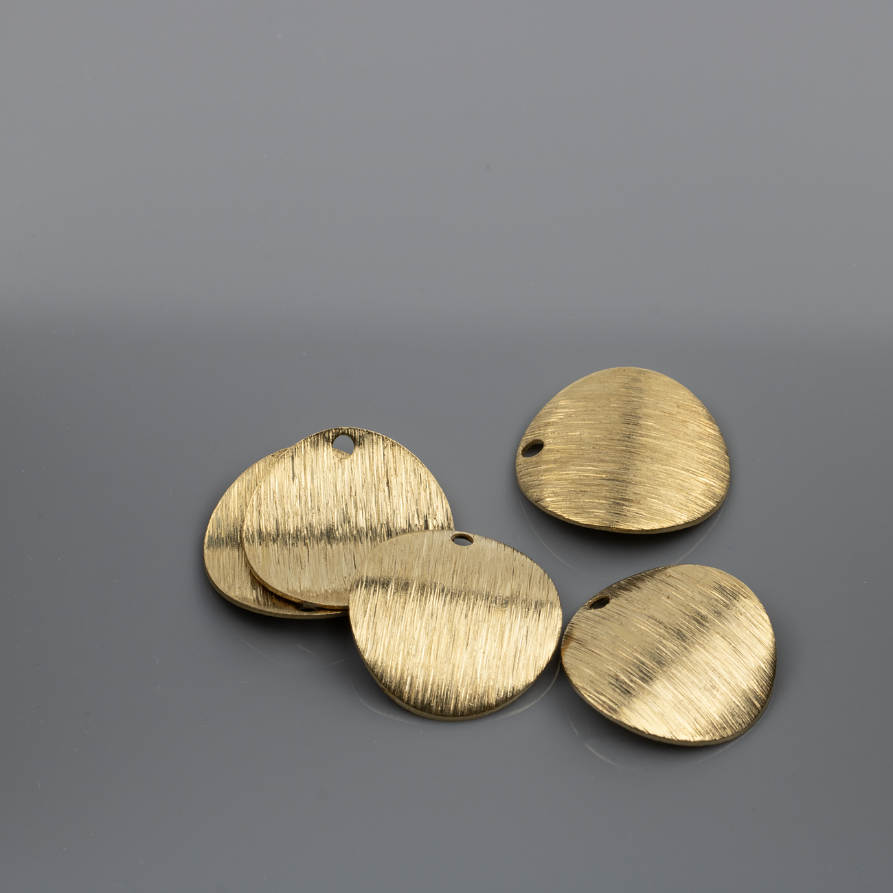 10 x Textured Brass Curved Coin Charms, 15mm