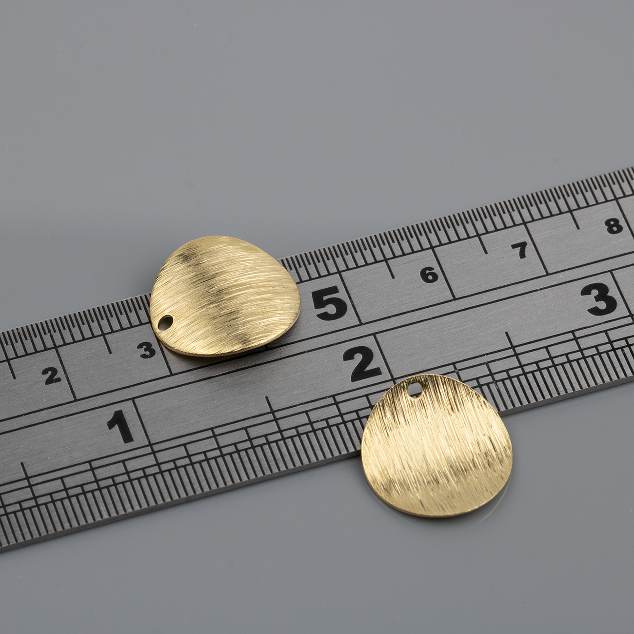10 x Textured Brass Curved Coin Charms, 15mm