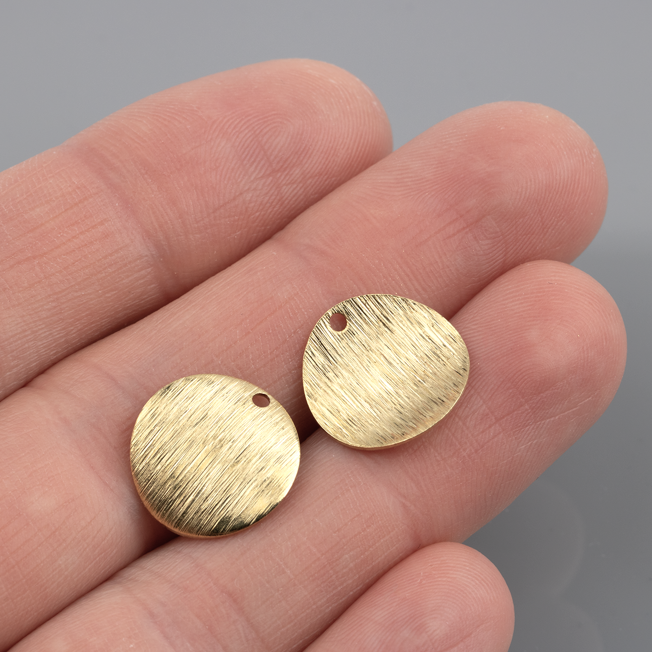 10 x Textured Brass Curved Coin Charms, 15mm