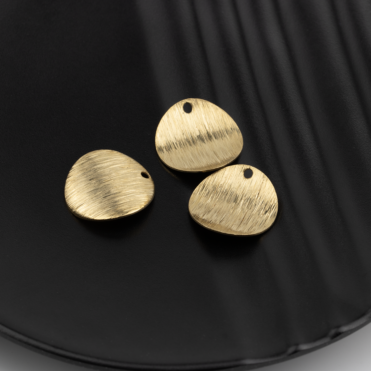 10 x Textured Brass Curved Coin Charms, 15mm