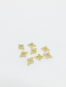 2 x 18K Gold Plated Brass Cubic Zirconia Quatrefoil Floral Jewellery Connectors (2696)