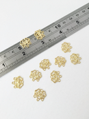 4 x Raw Brass Lotus Jewellery Connectors, 12.5x13mm (1472)
