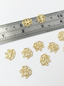 4 x Raw Brass Lotus Jewellery Connectors, 12.5x13mm (1472)