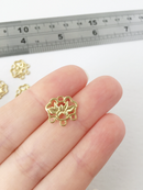 4 x Raw Brass Lotus Jewellery Connectors, 12.5x13mm (1472)