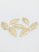 6 x Champagne Gold Tone Bendable Leaf Pendants, 40x18mm (1523)