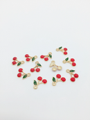 10 x Red Enamel Cherry Charms, 13x11mm (2567)