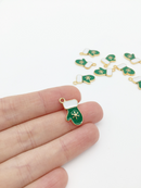 6 x Enamelled Santa's Helper Mittens Charms, 19x11mm (2759)