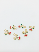 6 x Enamelled Reindeer Head Charms, 18x12mm (2760)