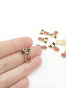 6 x Enamelled Reindeer Head Charms, 17x12mm (2761)