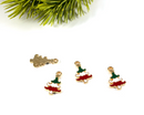 6 x Enamelled Christmas Tree Charms, 20x11mm