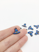 6 x Enamelled Witch's Hat Halloween Charms, 13x15mm (2870)