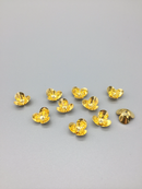 8 x 3 Petal Shiny Gold 3d Flower Beads with Stamen, 13mm