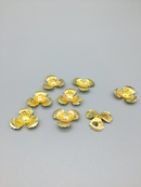 6 x 3 Petal Gold Metal Flower Beads with Stamen for Tiara Making, 22mm