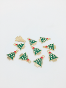 6 x Enamel Christmas Tree Charms, Festive Christmas Pendants, 20x15mm (2903)
