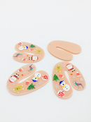 2 x Large Acrylic Arch Shaped Pendants with Christmas Pattern, 45x35mm (2905)