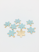 10 x Light Blue Enamel Coated Gold Snowflake Charms, 24x19mm (2907)