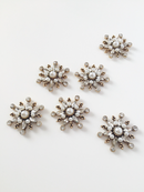 2 x Vintage Starburst Cabochon Crystal Star Embellishments with Pearl and Crystals, 28mm (3055)