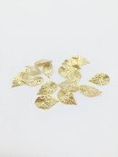 10 x Gold Plated Stainless Steel Textured Leaf Charms, 22x10mm (3273)
