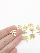 6 x Gold Plated Stainless Steel Fern Leaf Charms, 18x15mm (3282)