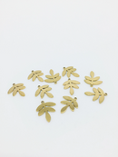6 x Gold Plated Stainless Steel Fern Leaf Charms, 18x15mm (3282)