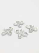 4 x Silver Metal Flowers With Textured Petals, 32x28mm (3712)