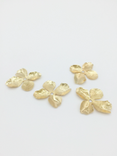 4 x Gold Metal Flowers With Textured Petals, 32x28mm (3712)