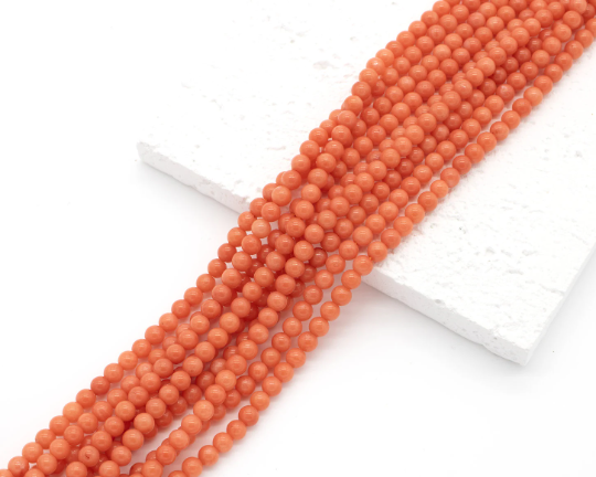 1 strand x 4mm Round Drilled Natural Coral Beads (3727)