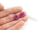 10 x Small Purple Resin Flower Beads, 15mm Flower Bead Frames
