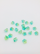 16 x Tiny Green Glass Trumpet Flower Beads, 8.5x5.5mm