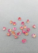 14 x Tiny Pink and Yellow Glass Trumpet Flower Beads, 8.5x5.5mm
