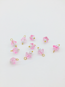 10 x Pink Glass Trumpet Flower Charms with Pearl, 14x9mm (3752)