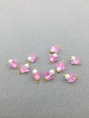 10 x Pink Glass Trumpet Flower Charms with Pearl, 14x9mm (3752)